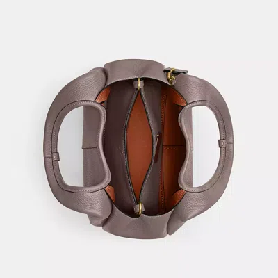 Coach Lana 23 Brass Dark Stone Leather Shoulder Bag In Taupe Leather