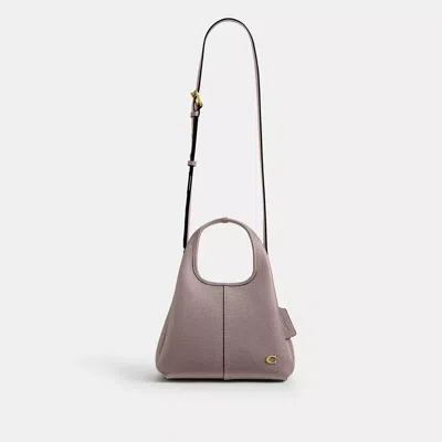 Coach Lana 23 Brass Dark Stone Leather Shoulder Bag In Taupe Leather