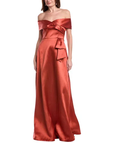 Rene Ruiz Off-the-shoulder A-line Gown In Brown