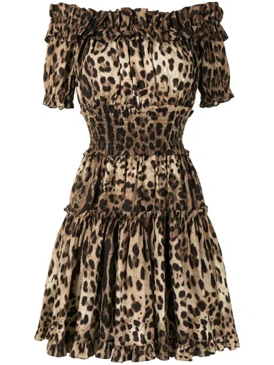 Dolce & Gabbana Leo Pront Dress In Brown