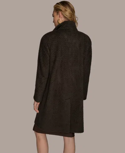 Donna Karan Women's Zip Front High Collared Coat In Brown