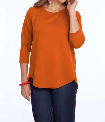 Lior Zofi 3/4 Ponte Knit Pullover Top In Rust In Orange