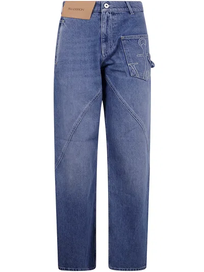 Jw Anderson J.w.anderson Women Workwear Jeans With Off-centralized Closure In Multi