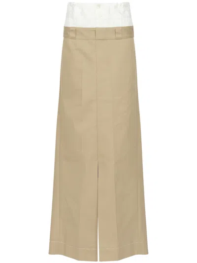 Maison Margiela Double Waisted Long Skirt In Brown