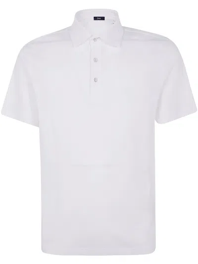 Herno White Short-sleeve Polo With Traditional Collar And Minimalist Design In White