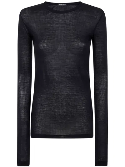 Ann Demeulemeester Fiene Slim Fit Long Sleeves T-shirt Viscose By Ann In Black