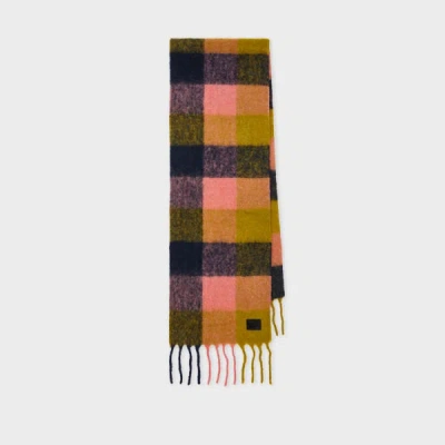 Paul Smith Women's Orange Merino Wool Check Scarf In Multi