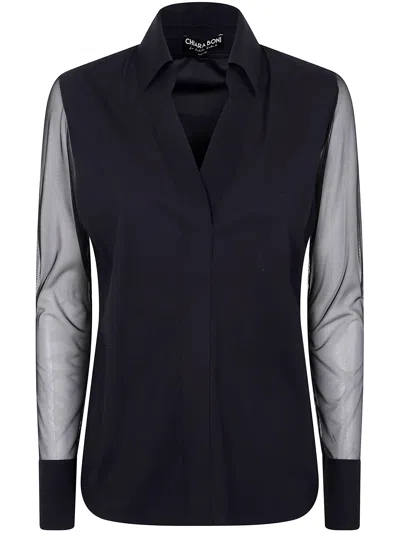 Chiara Boni La Petite Robe Kai Illusion Jersey Shirt By Chiara Boni In Black
