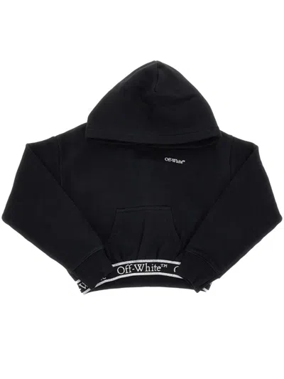 Off-white Bookish Logoband Hoodie Crop By Off White Kids In Black