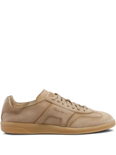 Santoni Double Buckle Thermoformed Sneakers In Brown