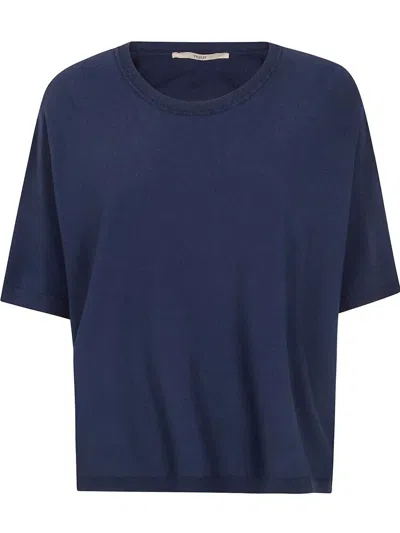 Nuur Short Sleeves Oversized Round Neck In Blue