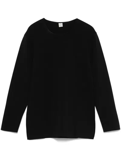 Totême Compact Round Neck Knit In Black