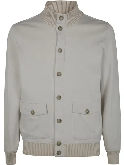 Fay Cotton Bomber Jacket Double Construction In Gray