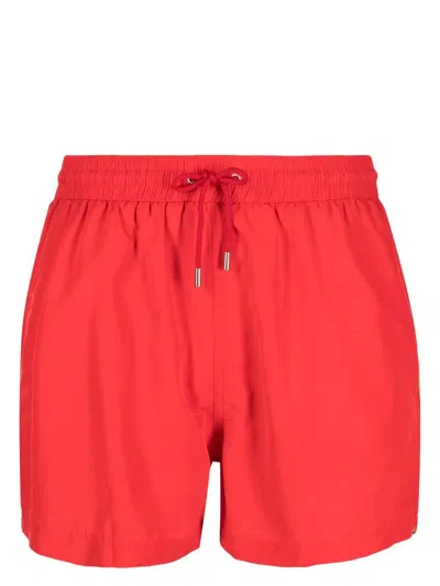 Paul Smith Men's Striped Swim Shorts With Functional Pockets In Red