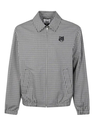 Maison Kitsuné Classic Gingham Check Lightweight Jacket In Gray