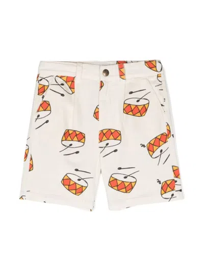 Bobo Choses Play The Drum All Over Denim Shorts In Neutral