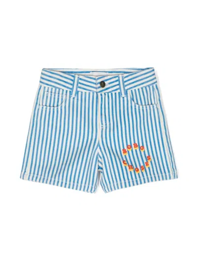 Bobo Choses Circle Stripes Woven Shorts In Blue