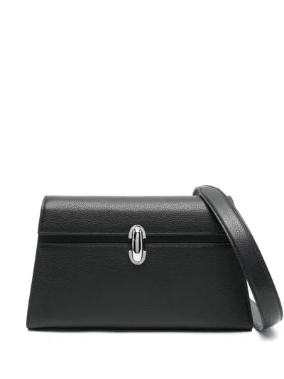 Savette Symmetry Shoulder Bag In Grained Calf Leather In Black