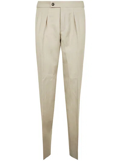Incotex Tailored Pleated Front Trousers With Back Pockets In Neutral