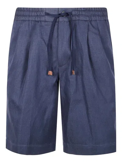 Incotex Regular Fit Pleated Front Shorts In Blue