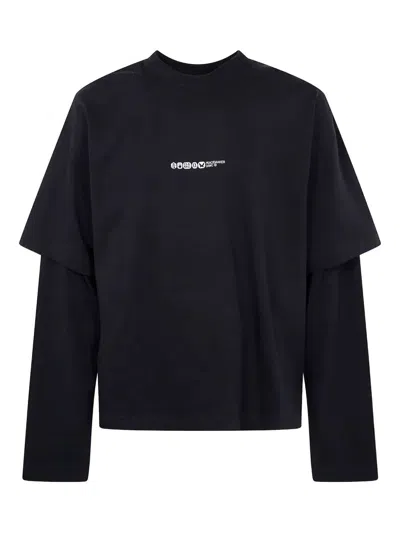 Oamc Peacemaker Peacemaker Painted Double Layer Boxy Tshirt In Black