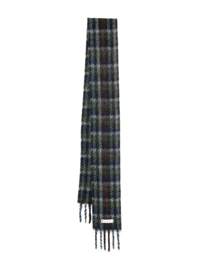 Marni Soft Fringed Scarf Multicolored Pattern In Blue