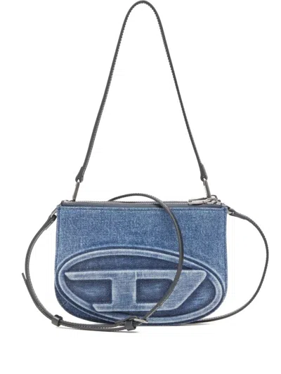 Diesel Denim Bag With Prominent Logo And Sleek Accents In Blue