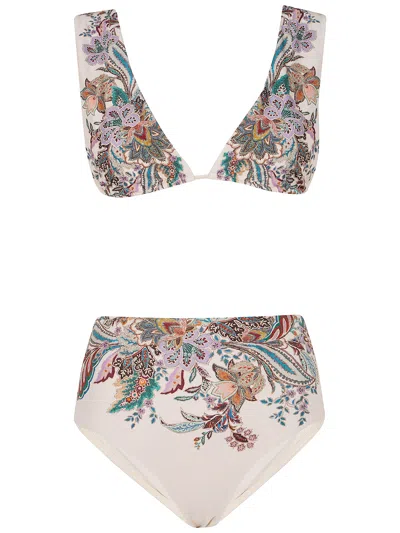 Zimmermann Rhiannon Wide Shoulder Bikini In Multi