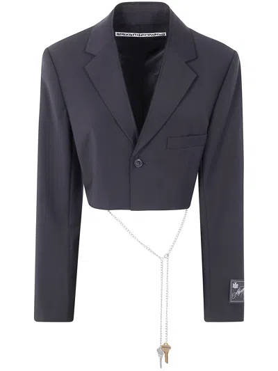 Alexander Wang Cropped Blazer With Chain In Black
