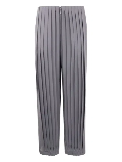 Giorgio Armani Pleated Silk Trousers In Gray