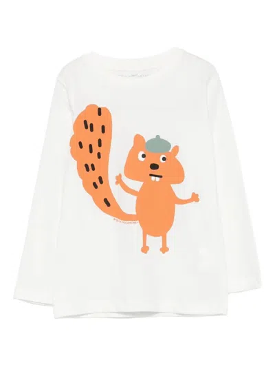 Stella Mccartney Squirrel-print Long-sleeve Top In White
