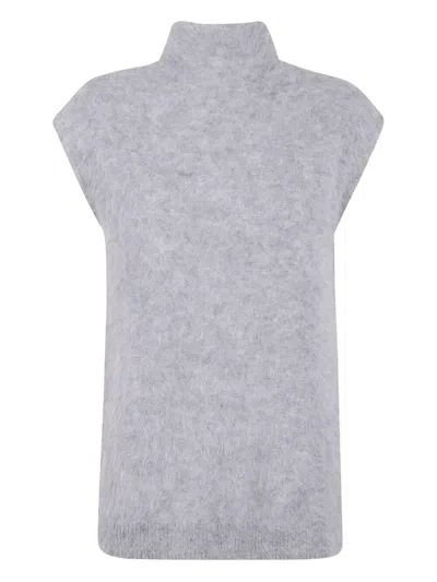 Antonelli High-neck Alpaca Top In Gray