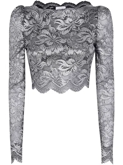 Rabanne Cropped Long Sleeves Lace Top In Multi