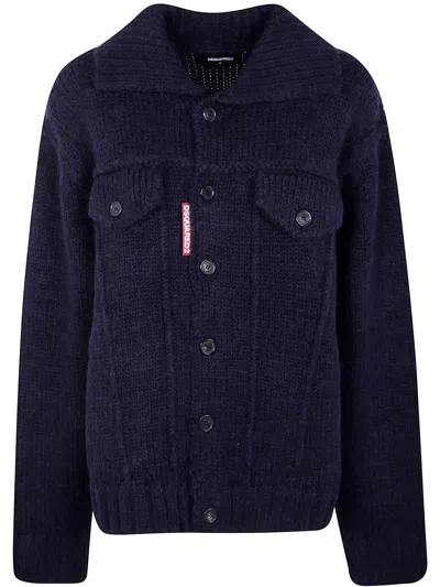 Dsquared2 Ribbed Cuffs Hem Collared Chest Pockets In Black