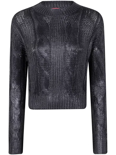 Diesel Cable Knit Crewneck Sweater In Black