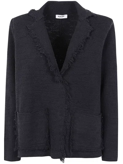 Base Single Breast Cropped Pockets Jacket In Black