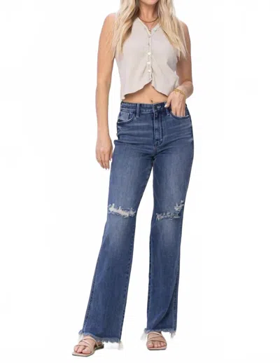 Judy Blue High Waist With Knee Destroy Straight Jeans In Denim In White