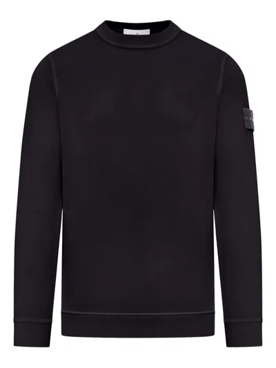 Stone Island Compass Logo Crew-neck Sweatshirt In Black