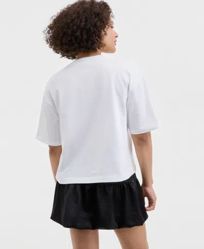 Guess Women's Short-sleeve Chrome Bow Crewneck T-shirt In White