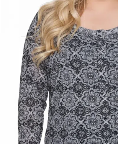 Ny Collection Plus Size Long Raglan Sleeve Mesh Top In Multi