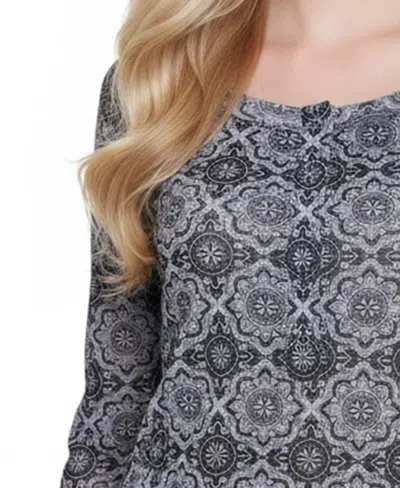 Ny Collection Plus Size Long Raglan Sleeve Mesh Top In Multi