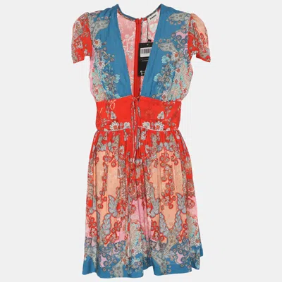Pre-owned Sandro Multicolor Printed Viscose Mini Dress L
