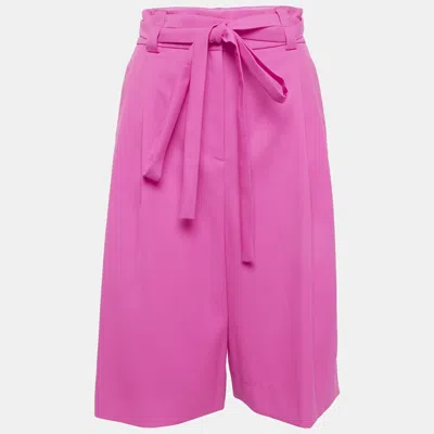 Pre-owned Valentino Neon Pink Wool Pleated Knee-length Shorts M