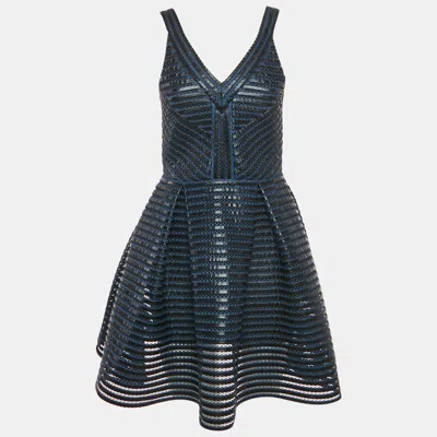 Pre-owned Maje Navy Blue Mesh Rosemount Mini Dress L