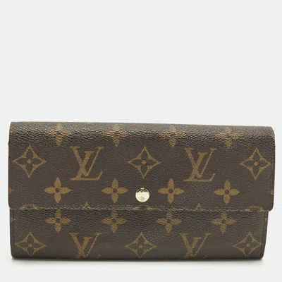 Pre-owned Louis Vuitton Sarah Monogram Canvas Continental Wallet In Brown