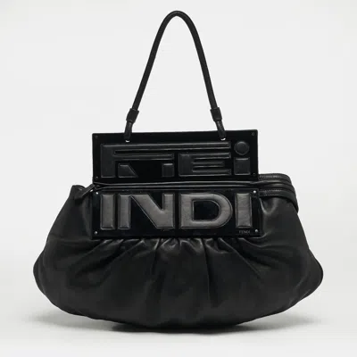Pre-owned Fendi To You Black Leather Convertible Clutch Bag