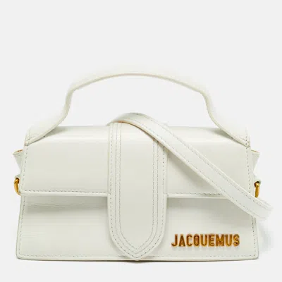 Pre-owned Jacquemus Le Bambino Mini White Leather Top Handle Bag