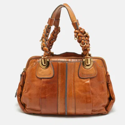 Pre-owned Chloé Heloise Tan Leather Satchel In Brown