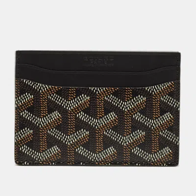 Pre-owned Goyard Ine Coated Canvas And Leather Card Holder In Black