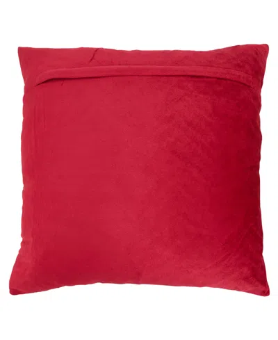 Saro Lifestyle Velvet Beaded Chevron Poly Filled Decorative Pillow, 20" X 20" In Red